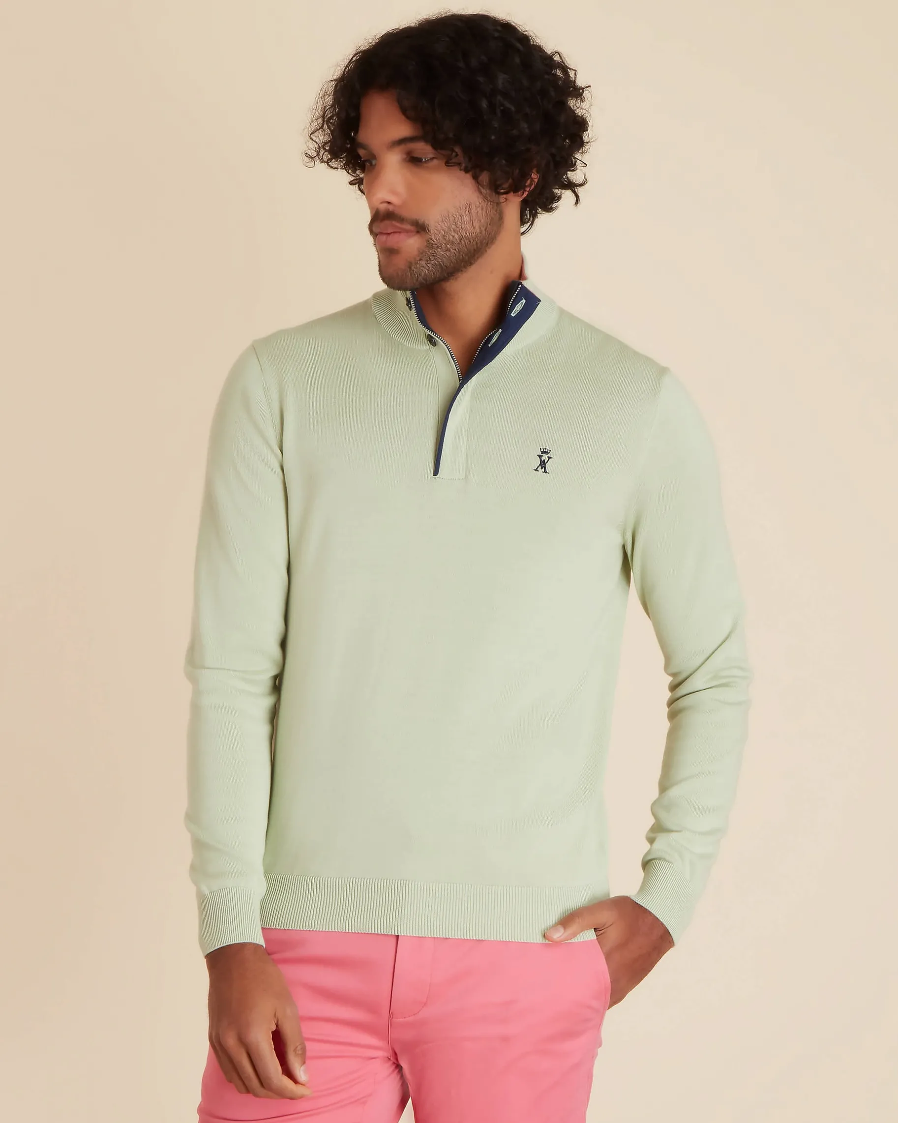 Homme Vicomte A Pulls^Pull Demi Zippé